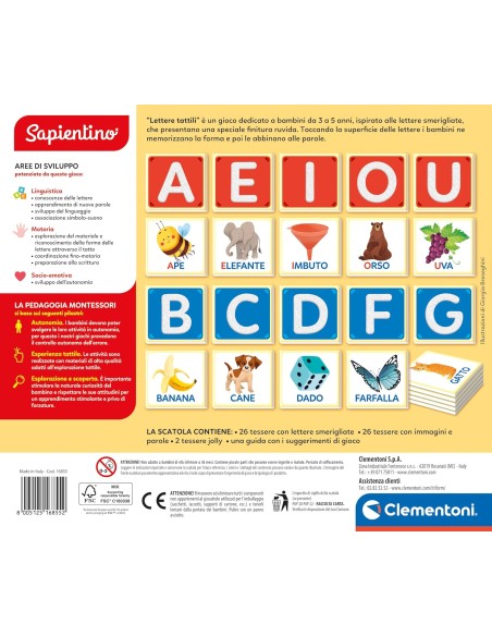 Sapientino Montessori Tactile Letters Educational Game 3+ CLE16855 Clementoni | Futurartshop.com