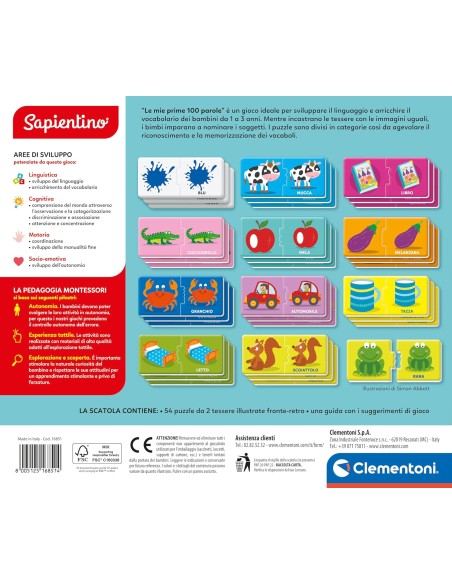 Sapientino Montessori My First 100 Words Puzzle Game 1+ CLE16851 Clementoni | Futurartshop.com