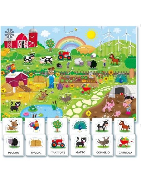 Sapientino Montessori Parole in Fattoria Puzzle Tattile 1+ CLE16864 Clementoni | Futurartshop.com