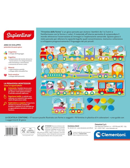 Sapientino Montessori Il Trenino delle Forme Puzzle 1+ CLE16865 Clementoni | Futurartshop.com
