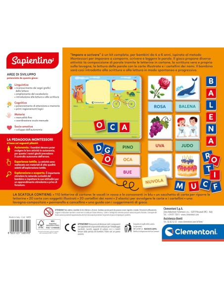 Sapientino Montessori Imparo a Scrivere Lavagna 3+ CLE16859 Clementoni | Futurartshop.com