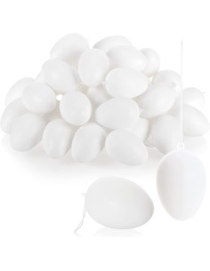 Easter Hanging Bag White Eggs 6cm Spring Decoration Set 12pcs DUE422480 Futurart | Futurartshop.com