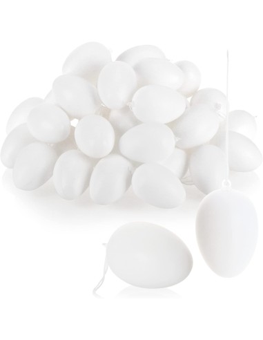 Easter Hanging Bag White Eggs 6cm Spring Decoration Set 12pcs DUE422480 Futurart | Futurartshop.com