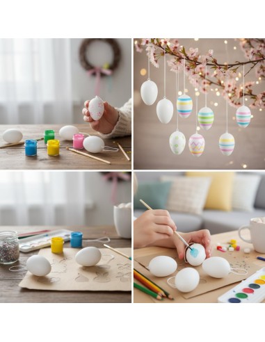 Sacchetto Appendino Uova Bianche 6cm Decorazione Pasqua 12pz DUE422480 Futurart | Futurartshop.com