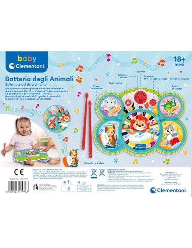 Batteria degli Animali Baby Animal Drum CLE17976 Clementoni | Futurartshop.com