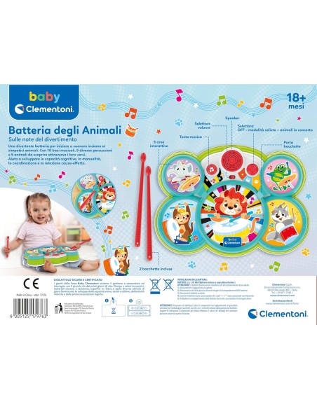 Batteria degli Animali Baby Animal Drum CLE17976 Clementoni | Futurartshop.com