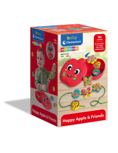 Happy Apple & Friends Lacing Game Montessori CLE17600 Clementoni | Futurartshop.com