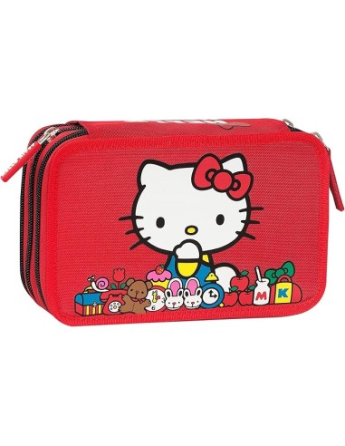 Hello Kitty 3 Zip Pencil Case Red PAN75560 Panini | Futurartshop.com