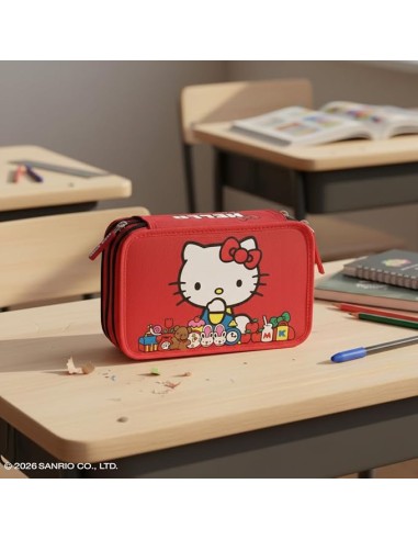 Hello Kitty 3 Zip Pencil Case Red PAN75560 Panini | Futurartshop.com