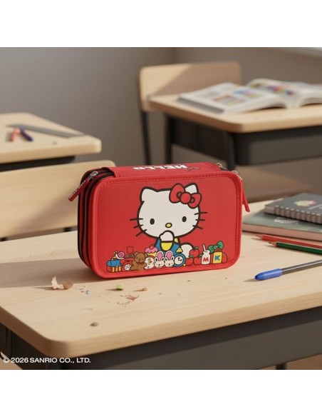 Astuccio 3 Zip Hello Kitty Rosso PAN75560 Panini | Futurartshop.com