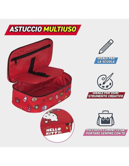 Hello Kitty Large Oval Pencil Case Red PAN75561 Panini | Futurartshop.com