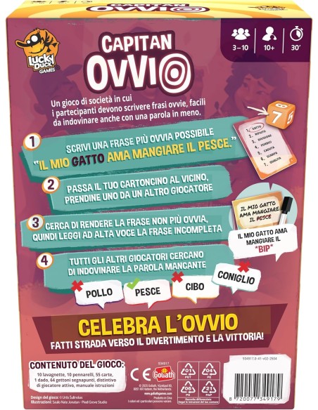 Lucky Duck Games Capitan Ovvio Gioco di Parole Party Game 10+ GOL934917 Goliath | Futurartshop.com