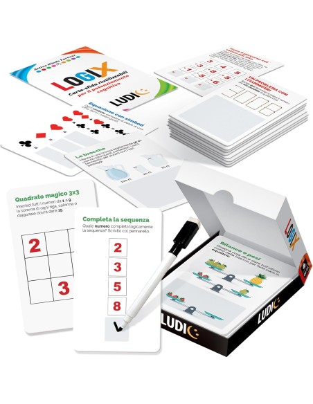 Ludic Cards LogiX – Carte Sfida Riutilizzabili Gioco di Logica HEAIT62753 Headu | Futurartshop.com