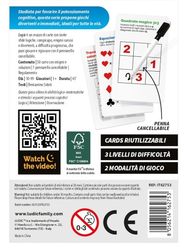 Ludic Cards LogiX – Reusable Logic Challenge Card Game 10-99 HEAIT62753 Headu | Futurartshop.com