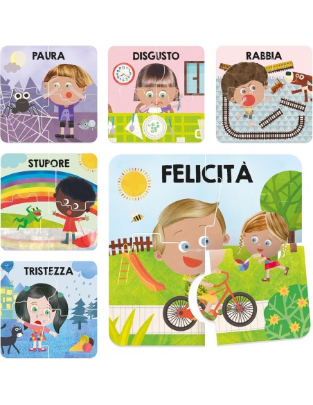 My First Emotions Puzzles – Shape Sorter for Kids 1-4 HEAIT60933 Headu | Futurartshop.com
