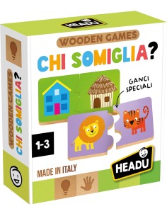 Wooden Games Chi Somiglia – Gioco Associazione 2-5 Anni HEAIT60926 Headu | Futurartshop.com