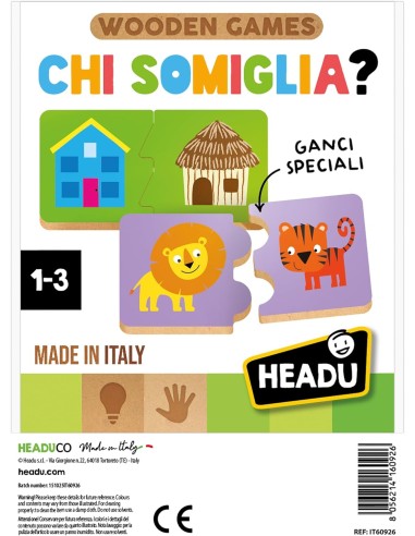 Wooden Games Chi Somiglia – Gioco Associazione 2-5 Anni HEAIT60926 Headu | Futurartshop.com