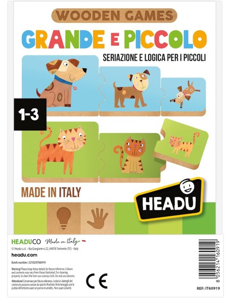 Wooden Games Grande e Piccolo – Incastri Legno 1+ Anni HEAIT60919 Headu | Futurartshop.com