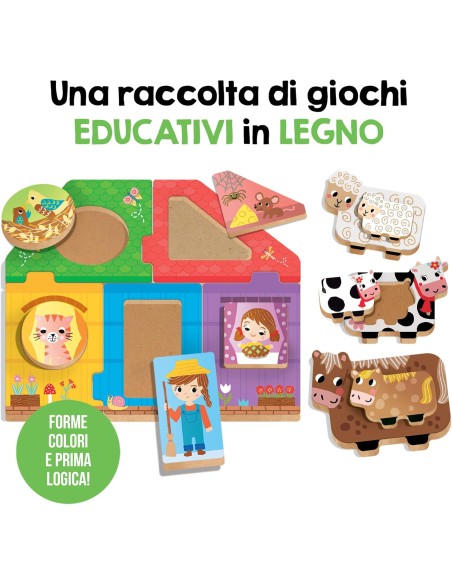 Wooden Games Primi Giochi in Legno - Gioco Educativo HEAIT61978 Headu | Futurartshop.com