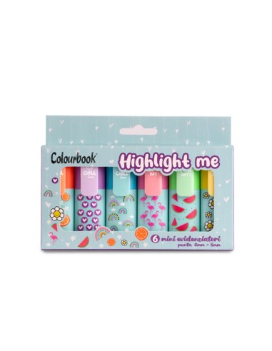 Highlight Me Set 6 Mini Highlighters LAGCOL25041 Colourbook | Futurartshop.com