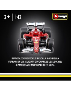 Modellino Ferrari SF-25 F1 2025 16 Leclerc Diecast 1:43 BUR18-36853L Burago | Futurartshop.com 2