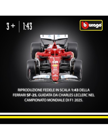 Modellino Ferrari SF-25 F1 2025 16 Leclerc Diecast 1:43 BUR18-36853L Burago | Futurartshop.com