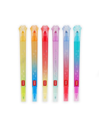 Meow Cat Dual Tip Markers Set of 6 Colored Pens LEGCOH0001 Legami Milano | Futurartshop.com