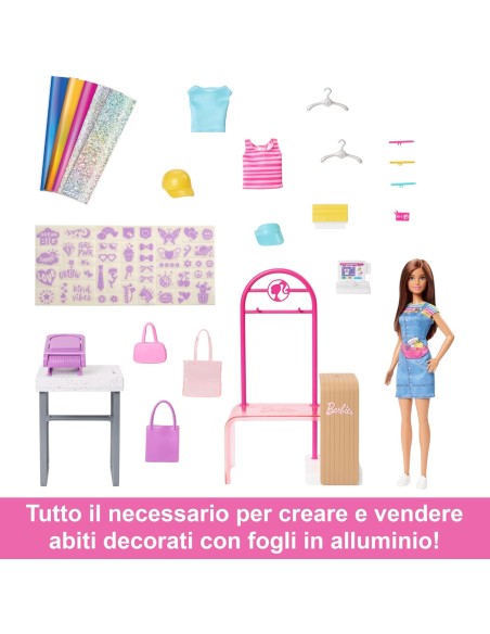 Barbie Boutique Moda con Bambola Playset Gioco Bambine GENHKT78 Mattel | Futurartshop.com
