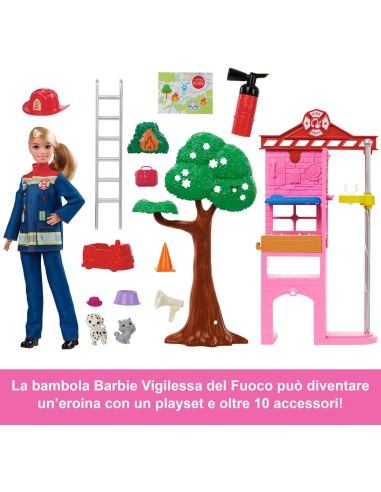 Playset Barbie Vigilessa del Fuoco Pompiere con Accessori NEWHRG55 Mattel | Futurartshop.com