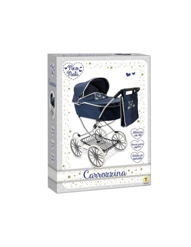 Classic Metal Doll Pram Stroller Blue with Handbag Kids Toy TEO74256 Teorema | Futurartshop.com