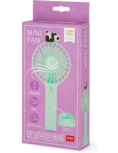 Portable rechargeable panda fan with base LEGMDF0001 Legami Milano | Futurartshop.com
