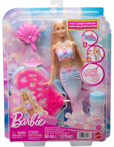 Barbie Mermaid Bubbles Doll – Long Blonde Hair with Color Streak AGRJLW56 Mattel | Futurartshop.com