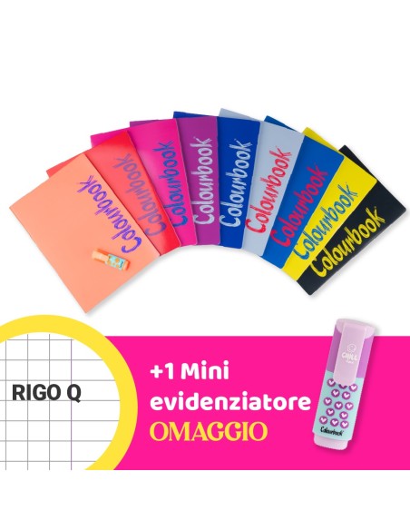 Set 6 quaderni A4 Bicolor Rigo Q – Quadretti 5mm con margine + omaggio LAGCOL26265C Colourbook | Futurartshop.com
