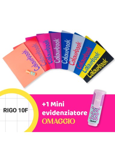 Set of 6 A4 Bicolor Rigo 10F notebooks – First grade squares with margins + free gift LAGCOL26269C Colourbook | Futurartshop.com