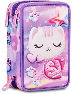 Seven SJ Gang Glowcat 3D Pencil Case – 3 Zip Filled 45 Pcs ROU330624 Seven | Futurartshop.com
