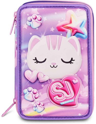 Seven SJ Gang Glowcat 3D Pencil Case – 3 Zip Filled 45 Pcs ROU330624 Seven | Futurartshop.com