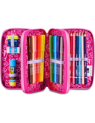 Seven SJ Gang Soft Pouch Girl Pencil Case – 3 Zip Filled 45 Pcs ROU330921 Seven | Futurartshop.com