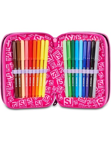 Seven SJ Gang Soft Pouch Girl Pencil Case – 3 Zip Filled 45 Pcs ROU330921 Seven | Futurartshop.com