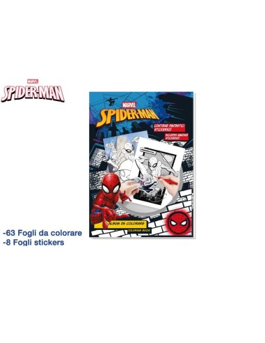 Spider Man Album da Colorare 71 Fogli con Adesivi/Stickers per Bambini EOL308603 CR Group | Futurartshop.com