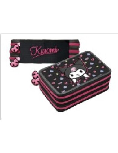 Astuccio 3 Zip Kuromi Completo – Triplo Riempito Accessori Scuola CRG260960 CR Group | Futurartshop.com