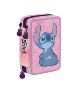 Astuccio 3 Zip Stitch Rosa Completo – Riempito Disney per Bambina CRG261160 CR Group | Futurartshop.com