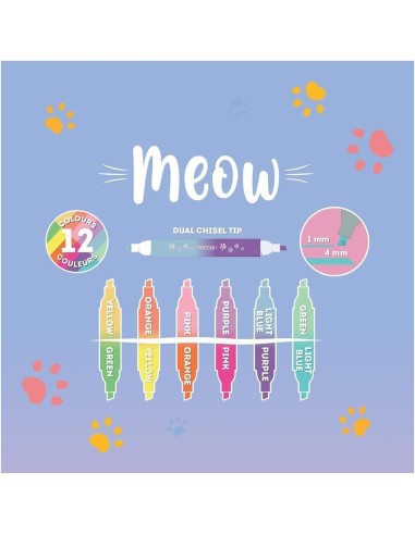 Evidenziatori Meow – Set 6 Doppia Punta 12 Colori Gatto LEGMHL0002 Legami Milano | Futurartshop.com