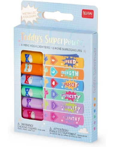 Mini Evidenziatori Teddy's Superpower – Set 6 Metallici LEGMH0005 Legami Milano | Futurartshop.com