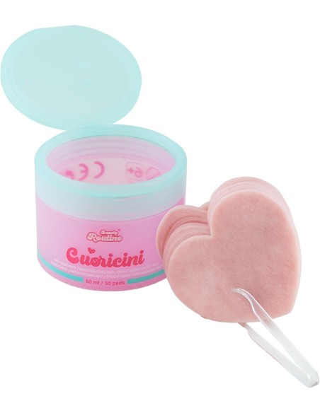 Beauty Routine Cuoricini Nice – 50 Heart Face Pads, Peach Scented, for Kids