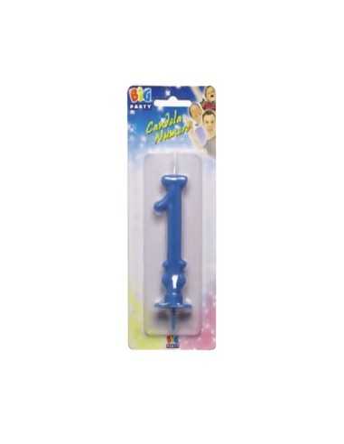 Candelina maxi numero 1 celeste  2055158564254 New Bama Party | Futurartshop.com