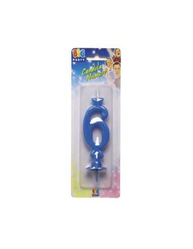 Candle maxi 6 number celeste  2300755257123 New Bama Party | Futurartshop.com
