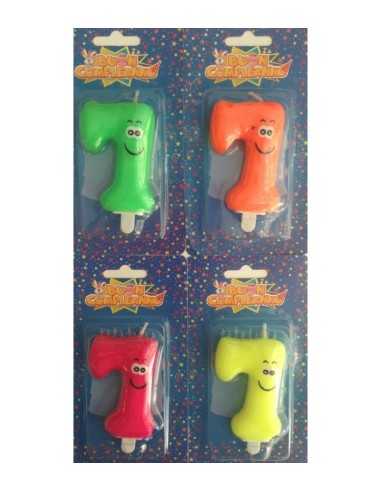 candele smile numero 7 fluo 4 colori NBPCN 1250G New Bama Party | Futurartshop.com