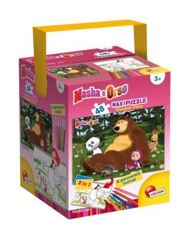 double-faced puzzle with 6 markers Masha and the bear TOY48465 Lisciani | Futurartshop.com