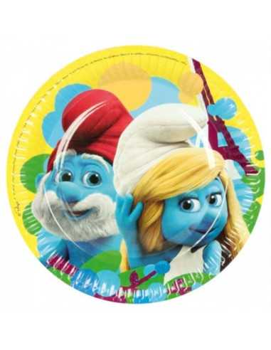 8 piatti 18 centimetri puffi GIP552507 New Bama Party | Futurartshop.com