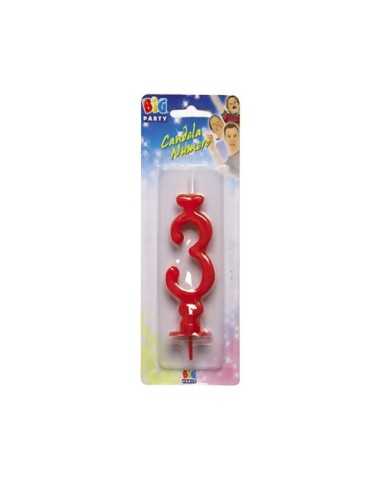 Big Red candle number 3 175582 New Bama Party | Futurartshop.com